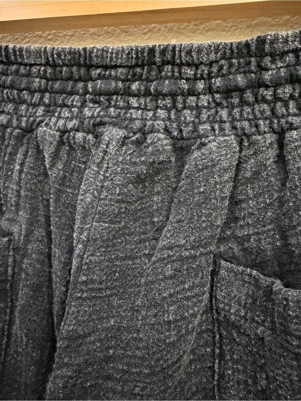 Ocean Drive Washed Black Drawstring Textured Joggers with White Cord Small - Picture 4 of 8